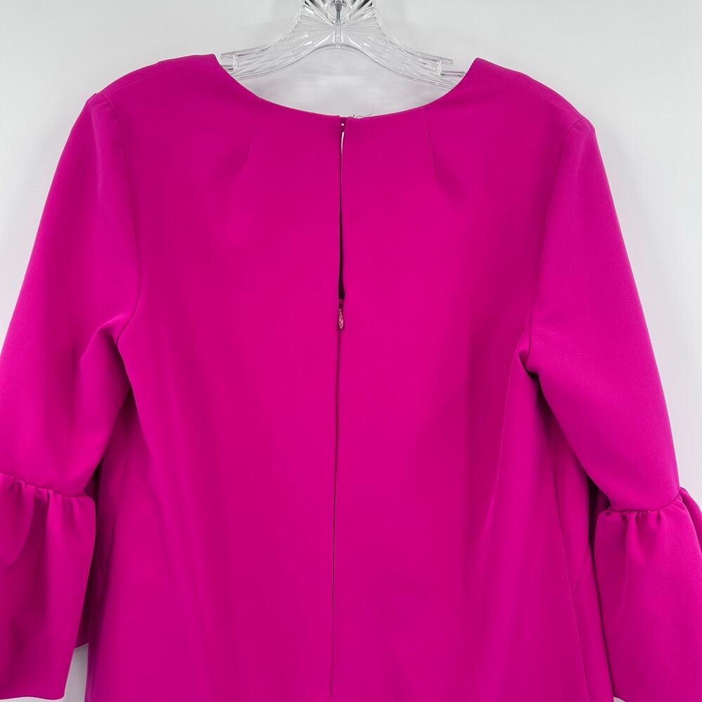 MILLY Mandy Dress Raspberry Pink Italian Cady Bubble Sleeve Shift Mini Dress 8 - Picture 10 of 11
